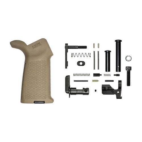 Le kit de pièces AR .308 M5 d'Aero Precision avec poignée MOE te permet de monter facilement ton récepteur M5, sans groupe de contrôle, idéal pour un trigger amélioré.