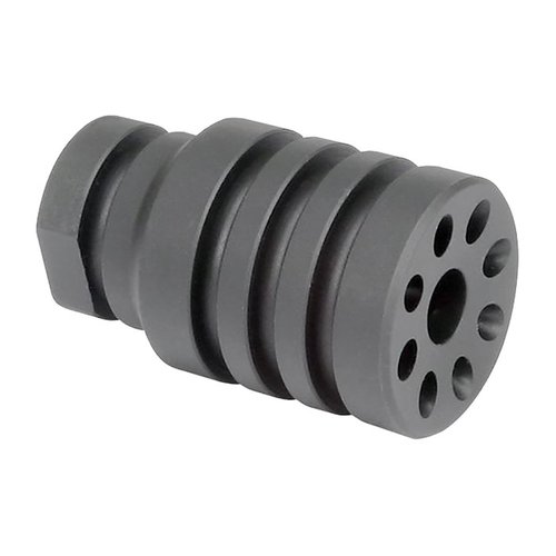 Le Pistol Blast Diverter de Midwest Industries dévie le souffle de la bouche vers l'avant, en acier traité, léger et compatible avec les armes 5.56/.223.