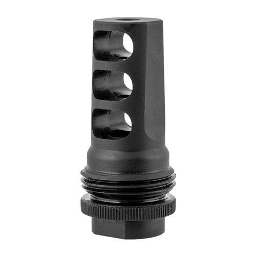 Le frein de bouche AR-15 ASR 5.56 de SILENCERCO réduit le recul et le relèvement grâce à son design à 3 ports, compatible avec plusieurs systèmes de montage.