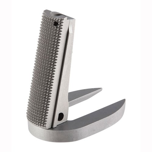 Améliore ton 1911 avec ce Mainspring Housing MagWell en acier inoxydable, finition mate, polie ou noire, au design checkered pro pour un look et une prise exceptionnels.