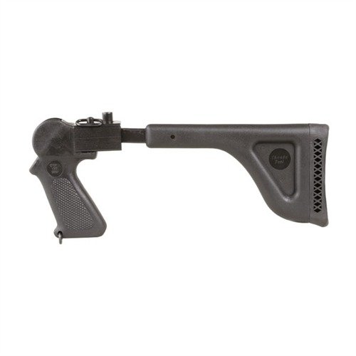 Le stock pliant en Zytel de Choate transforme ton T/C en une arme compacte, idéale pour le transport, avec une prise en main stable et un amortisseur de recul.