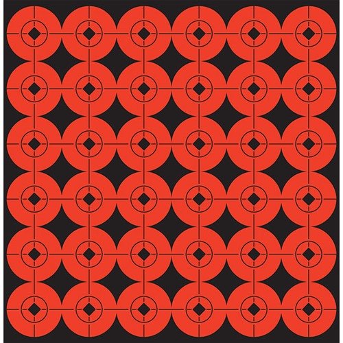 Les cibles autocollantes orange de 1" sont parfaites pour créer des bullseyes instantanés, faciles à voir même à longue distance, avec des lignes de réticule.