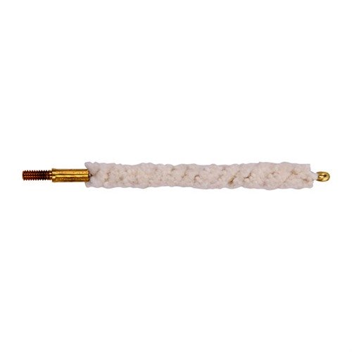 .17 et .20 Cal Bore Mops sont robustes, en coton et fil de laiton, idéales pour les carabines à air et les armes de centre. Compatibles avec les tiges Dewey.