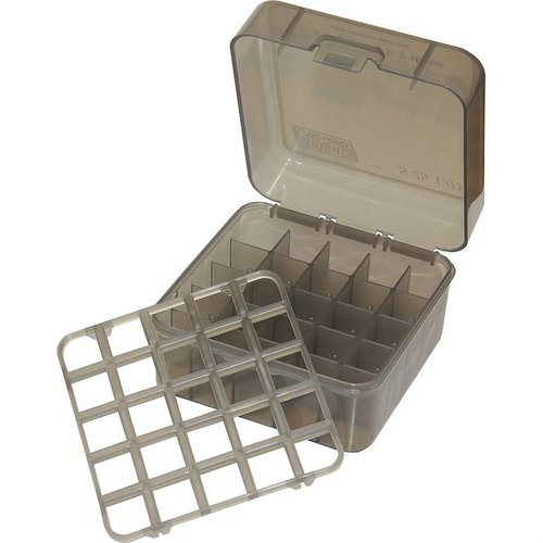 La boîte MTM pour cartouches de 25 coups avec couvercle flip-top est idéale pour ranger tes munitions de 12 et 20 gauge jusqu'à 3 pouces, pratique et robuste!