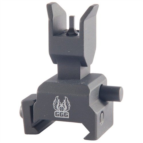 Le AR-15 FLIP-UP BACKUP FOREARM FRONT SIGHT en aluminium noir est léger, durable et se déploie rapidement pour un tir précis en cas de besoin.