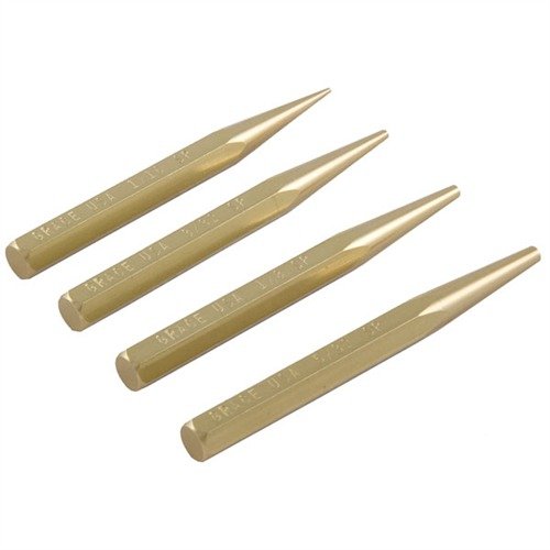 Le Starter Punch Set de GRACE USA comprend 4 poinçons en laiton de précision pour un marquage sans rayures, idéal pour ajuster les pièces et les visées.