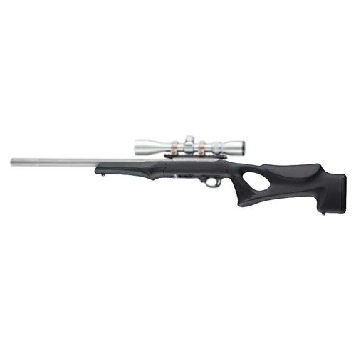 Améliore ton Ruger 10-22® avec la crosse Hogue Tactical Thumbhole : design ergonomique, canal de canon .920 et matériau OverMolded® résistant à l'humidité.