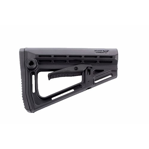 Améliore ton AR-15 avec la crosse WILSON COMBAT légère et robuste, conçue en polymère renforcé, avec ports QD et un design tactique slim.
