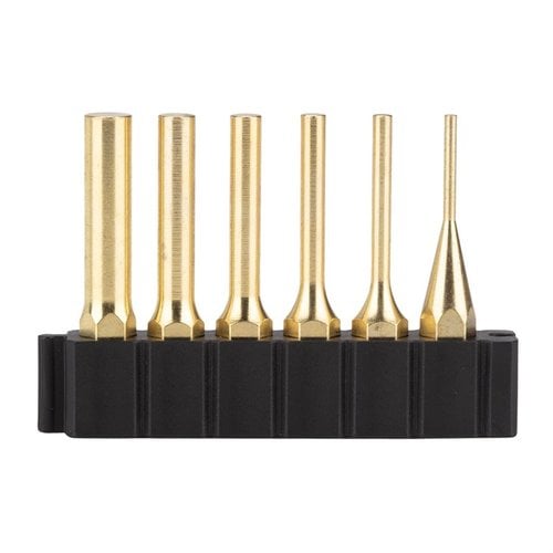 Le set de 6 Pin Punches en laiton s'intègre au système Fix It Sticks, avec insert en acier pour drivers magnétiques et tailles variées pour tous tes besoins.