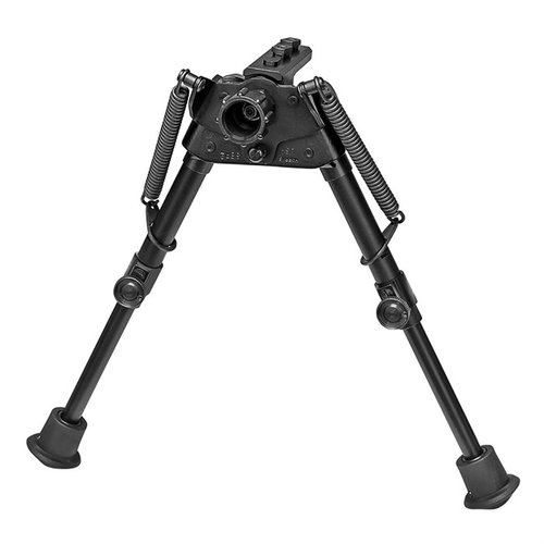 Le bipied S-BR2-MLOK Harris s'étend de 6" à 9", s'attache directement à un garde-main M-Lok, et compense le terrain inégal grâce à ses jambes auto-nivelantes.