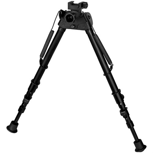 Le bipied S-25CP s'étend de 13,5" à 27", est ultra-léger (21,5 oz) et se fixe directement sur un rail Picatinny, parfait pour les terrains inégaux.
