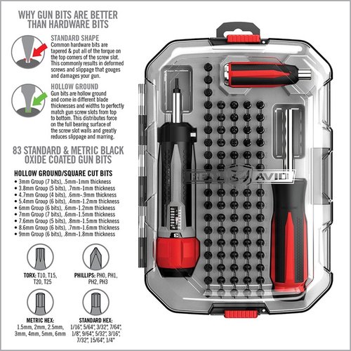 Le SMART-TORQ & DRIVER MASTER SET de Real Avid offre précision avec réglages de couple, confort ergonomique et 83 embouts pour tous tes besoins d'armurerie.