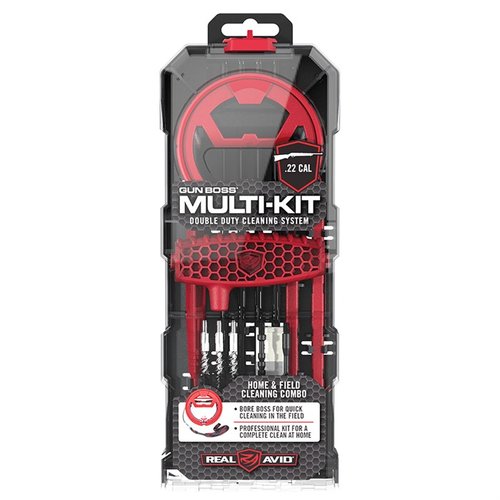 Le GUN BOSS MULTI-KIT est parfait pour un nettoyage rapide avec le Bore Boss et un kit complet pour nettoyer le canon, l'action et la chambre à la maison ou sur le terrain.