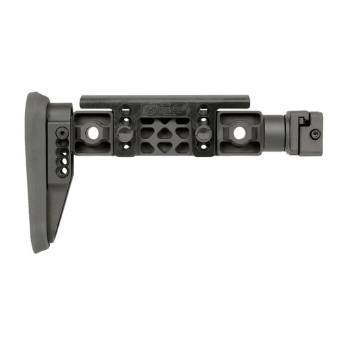 Les ALPHA SERIES FIXED BEAM STOCKS offrent un confort avec une pièce de joue ajustable, un mécanisme robuste et une compatibilité avec les rails 1913.