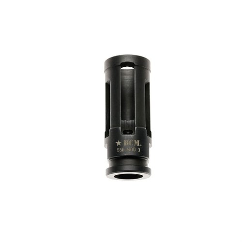 Le compensateur BCMGUNFIGHTER Mod 3-5.56 réduit le recul, la montée du canon et le bruit, tout en offrant une résistance à la corrosion et une installation permanente.