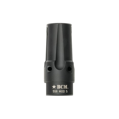 Le compensateur BCMGUNFIGHTER Mod 5-5.56 réduit le recul, la signature de flamme et le bruit, tout en offrant une résistance à la corrosion et une installation permanente.