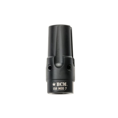 Le compensateur BCMGUNFIGHTER Mod 7-5.56 réduit le recul, la signature de flamme et le bruit, tout en offrant une résistance à la corrosion et une installation permanente.