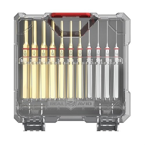 Le set de 11 pin punches Accu-Punch en laiton et acier est parfait pour modifier ou démonter tes armes, avec une résistance à la corrosion et un contrôle précis.