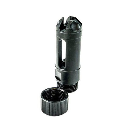 Le MUZZLOK® 9MM LUGER FLASH HIDER de Faxon permet une installation facile sans crush washer, et se retire facilement sur le terrain. Ajuste rapidement la synchronisation!