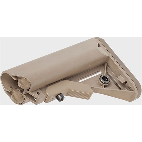 Le LMT SOPMOD buttstock offre un confort optimal avec son pad en caoutchouc, un meilleur contact joue-stock, et des compartiments étanches pour tes accessoires.