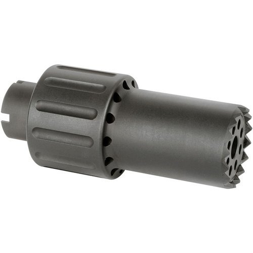Le ALPHA BLAST DIVERTER dirige le souffle du canon vers l'avant, est fabriqué en aluminium 6061 et pèse seulement 9,8 oz. Idéal pour un tir confortable!