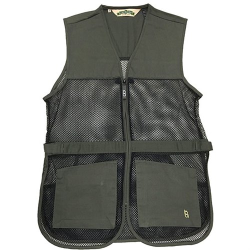 Le gilet de tir BOB ALLEN en mesh est léger et ventilé, avec des coussins doubles pour les tireurs gauchers ou droitiers, et des poches pratiques.