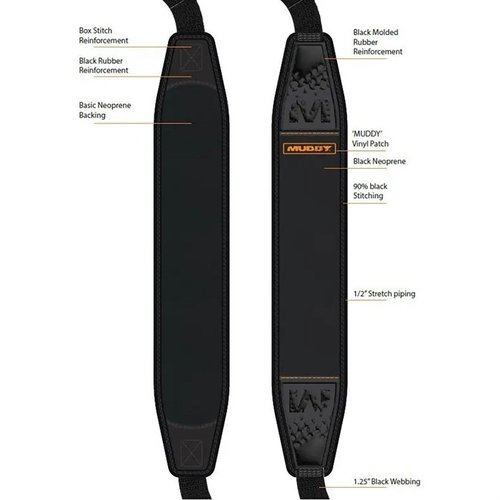 La sangle Pathfinder de Muddy Blinds offre confort et durabilité avec son néoprène flexible, un support antidérapant et un montage QD pour une fixation rapide.