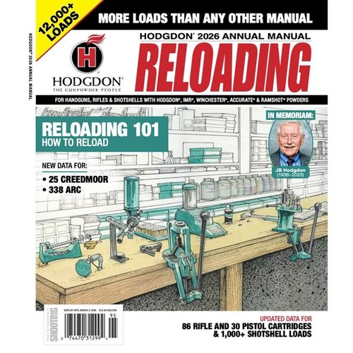 Le Manuel Annuel Hodgdon 2026 te propose plus de 11 000 données de rechargement pour cartouches de fusil et de pistolet, incluant Hodgdon, IMR, Winchester, et plus!