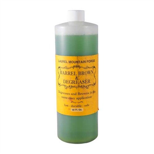 Le BARREL BROWN & DEGREASER de LAUREL MOUNTAIN est non toxique, élimine rapidement les graisses et offre une belle finition brunie en seulement 4 à 6 applications.