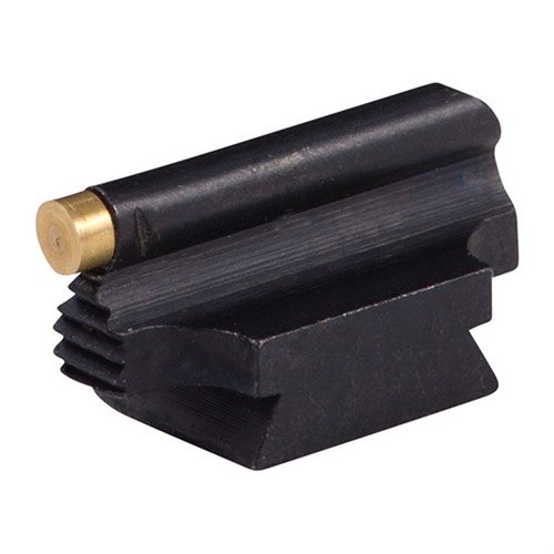 Découvre le RAMP MOUNTED 3/32" 34-MR FRONT SIGHT en laiton doré, un viseur en acier poli, parfait pour une précision optimale sur ton arme.