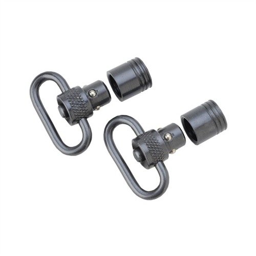 Le UNCLE MIKE'S QUICK DETACH 100 Sling Swivel s'attache rapidement avec un bouton, offrant une fixation sécurisée et un design universel pour presque toutes les carabines à verrou.