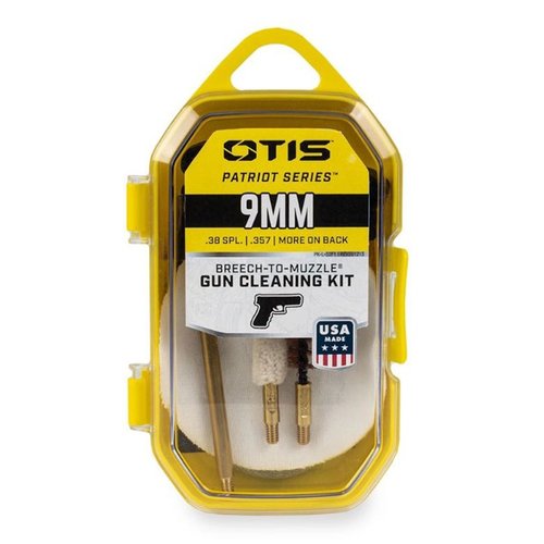 Le kit PATRIOT d'OTIS te permet de nettoyer efficacement ton arme de la culasse au canon, avec des accessoires pratiques et un rangement compact.