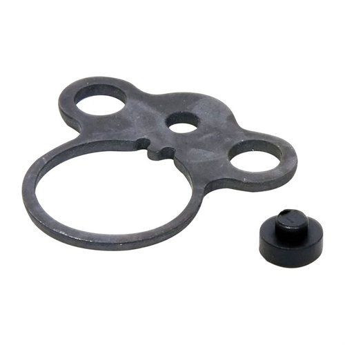Le AR-15 Ambidextrous Dual Loop Sling Attachment Plate te permet d'attacher rapidement une sangle à point unique, adaptable pour un port à gauche ou à droite.