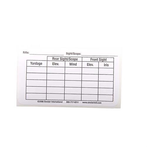 Le pack de 25 SINCLAIR SIGHT/YARDAGE LABEL te permet de marquer facilement tes réglages de tir, idéal pour une précision optimale sur le terrain.
