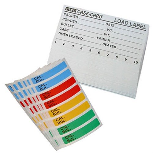Les LOAD LABELS de MTM CASE-GARD t'aident à suivre tes recharges avec 50 étiquettes et 48 étiquettes colorées pour organiser ta salle de rechargement.