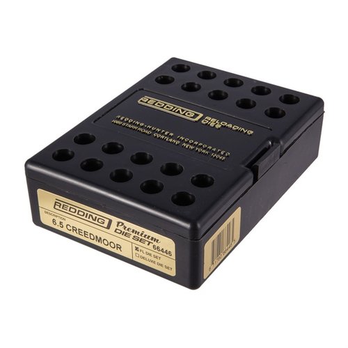 Le jeu de dies Redding 6.5mm Creedmoor Premium comprend un die de mise en forme pleine et un die de seating avec un micromètre, parfait pour améliorer ton rechargement.