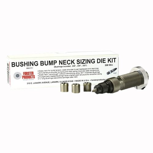 Avec les kits de dies Bushing Bump Neck Forster, tu contrôles la tension sur les collets de tes cartouches grâce à des dies et bushings de haute précision.
