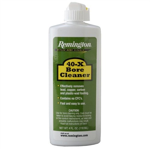 Le Remington Bore Cleaner élimine rapidement les résidus de plomb, cuivre, carbone et plastique sans rayer ton canon, tout en étant écologique et efficace.