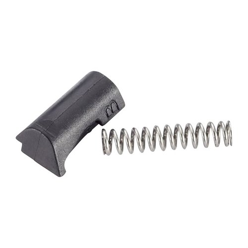Améliore ta SIG P320 avec ce kit WCP320, incluant un stop de magazine en polymère noir et un ressort amélioré pour un fonctionnement optimal.